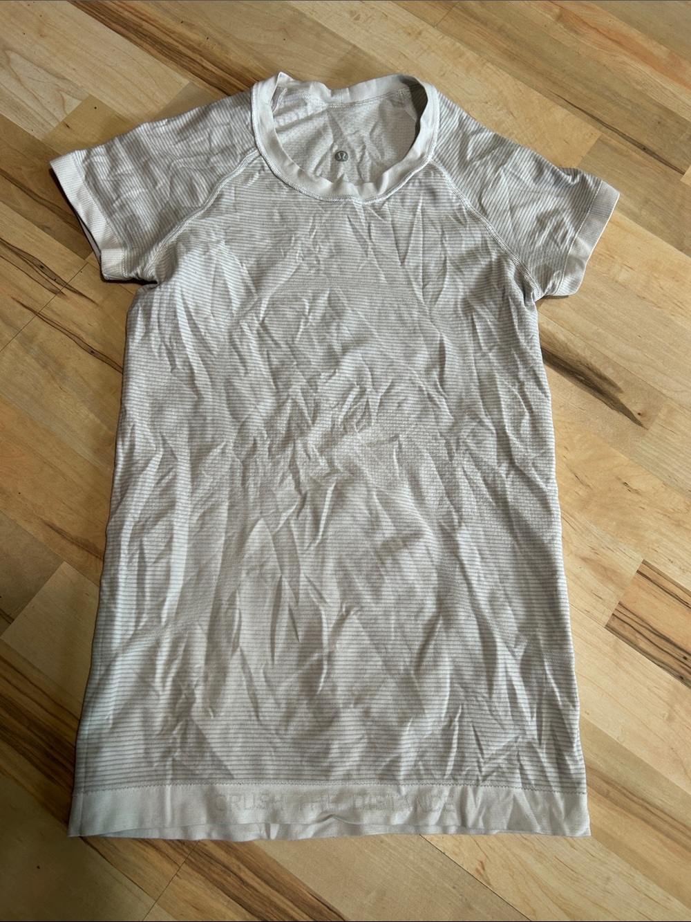 lululemon athletica Men’s White Thin-Striped Short Sleeve Tee